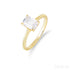 Emerald Cut Zircon Sterling Silver Engagement Ring Ora